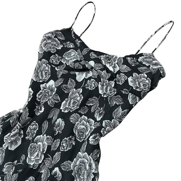VTG Y2K B Darlin Black & Grey Floral Rose Pattern Ruffle Fairy Midi Dress 7/8 - Picture 2 of 6